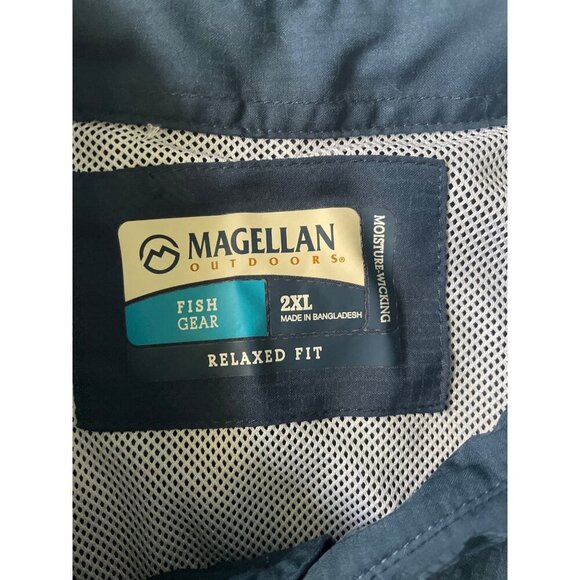 Magellan Outdoors Mens 2XL Blue Short Sleeve Fishing Shirt Relaxed Fit Moisture- - Picture 3 of 6